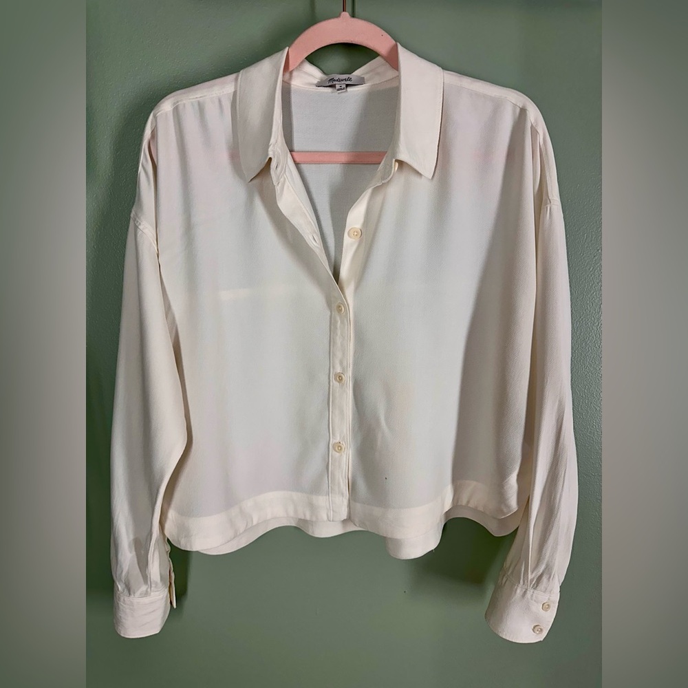 Madewell crop button down. Medium. Soft white.